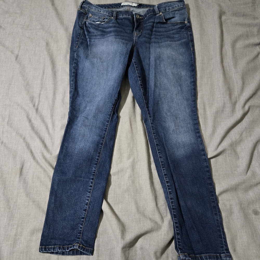 Torrid Skinny Denim Blue Jeans Size 16R Cut 202087 Medium Wash Whiskering Plus